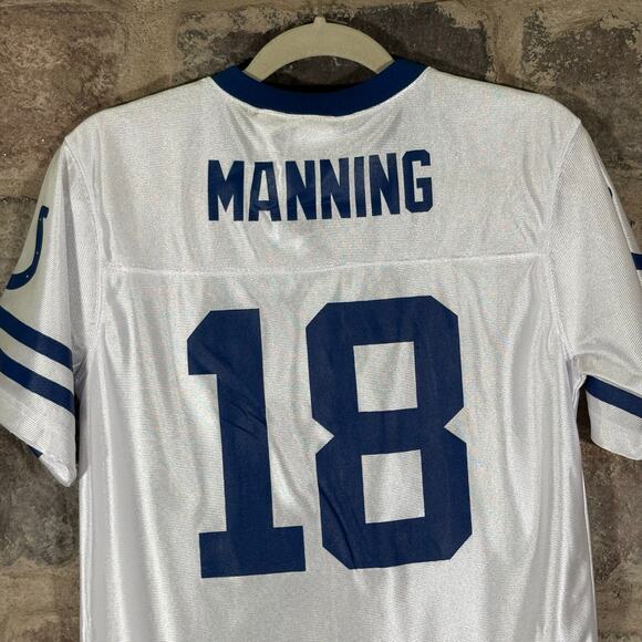 NFL Team Apparel Peyton Manning‎ #18 Jersey Youth XL White Colts Shirt GOAT - Picture 5 of 12